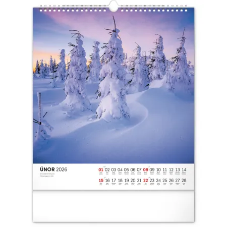 NOTIQUE Nástěnný kalendář Šumava 2026, 30 x 34 cm