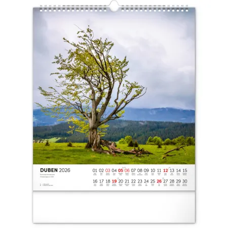 NOTIQUE Nástěnný kalendář Šumava 2026, 30 x 34 cm