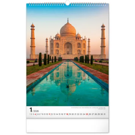 NOTIQUE Nástěnný kalendář Světové monumenty 2026, 33 x 46 cm