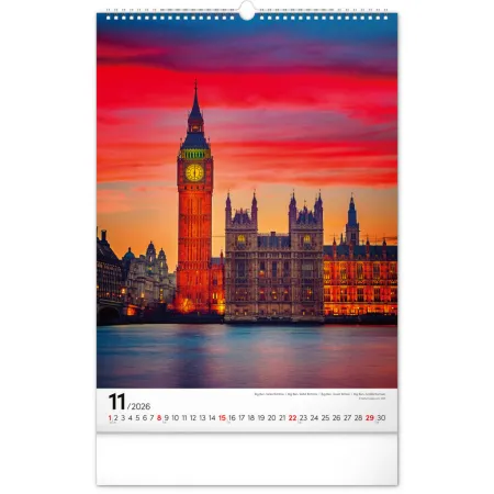 NOTIQUE Nástěnný kalendář Světové monumenty 2026, 33 x 46 cm