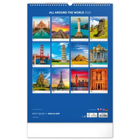 NOTIQUE Nástěnný kalendář Světové monumenty 2026, 33 x 46 cm