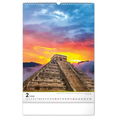 NOTIQUE Nástěnný kalendář Světové monumenty 2026, 33 x 46 cm