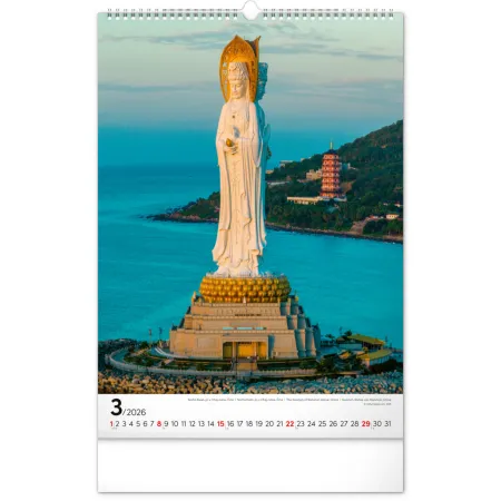 NOTIQUE Nástěnný kalendář Světové monumenty 2026, 33 x 46 cm