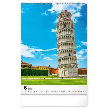 NOTIQUE Nástěnný kalendář Světové monumenty 2026, 33 x 46 cm