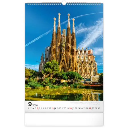 NOTIQUE Nástěnný kalendář Světové monumenty 2026, 33 x 46 cm