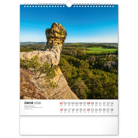 NOTIQUE Nástěnný kalendář Toulky českou krajinou 2026, 30 x 34 cm