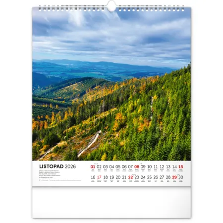 NOTIQUE Nástěnný kalendář Toulky moravskou krajinou 2026, 30 x 34 cm