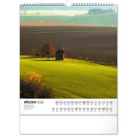 NOTIQUE Nástěnný kalendář Toulky moravskou krajinou 2026, 30 x 34 cm