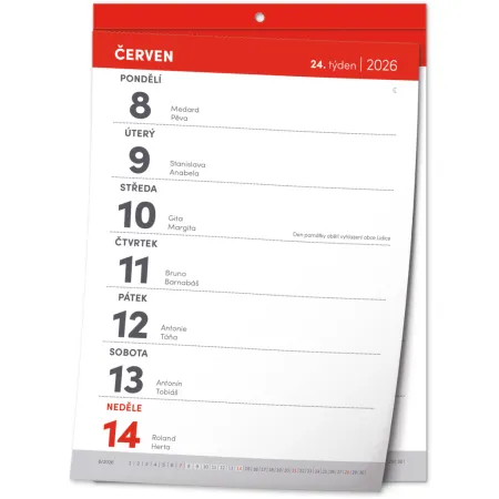 NOTIQUE Nástěnný kalendář Trhací týdenní 2026, A5