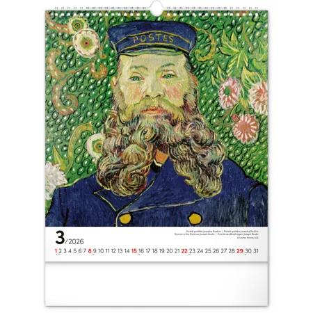 NOTIQUE Nástěnný kalendář Vincent van Gogh 2026, 30 x 34 cm