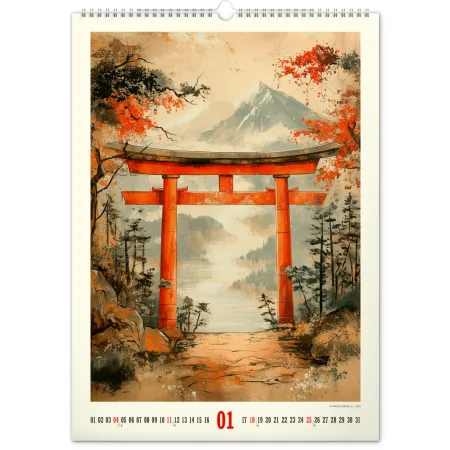 NOTIQUE Nástěnný kalendář Vintage plakáty – japonské umění 2026, 33 x 46 cm