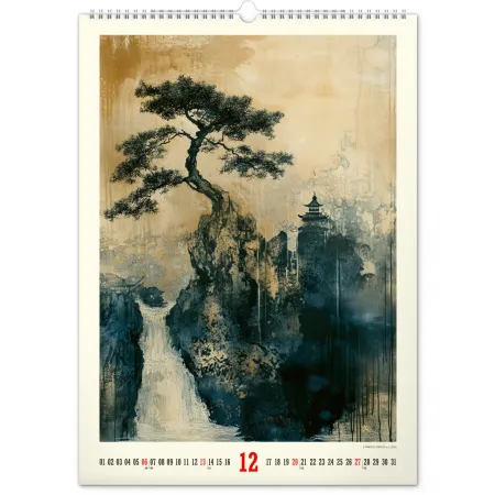 NOTIQUE Nástěnný kalendář Vintage plakáty – japonské umění 2026, 33 x 46 cm