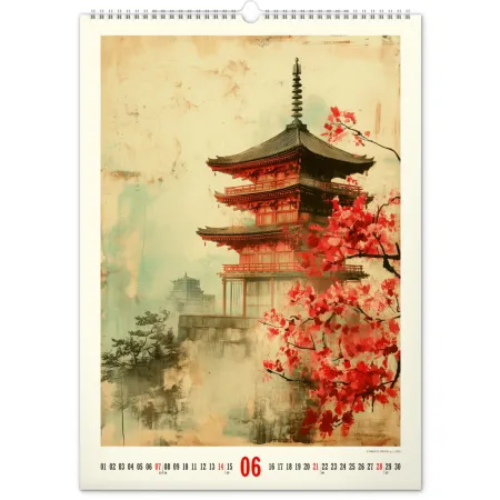 NOTIQUE Nástěnný kalendář Vintage plakáty – japonské umění 2026, 33 x 46 cm