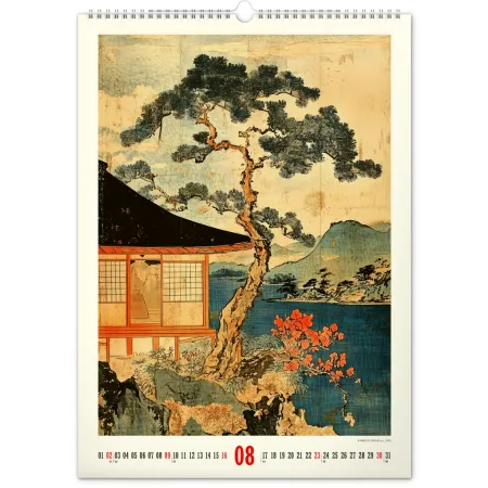 NOTIQUE Nástěnný kalendář Vintage plakáty – japonské umění 2026, 33 x 46 cm