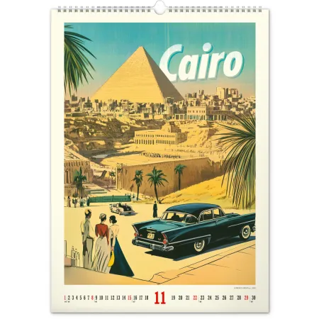 NOTIQUE Nástěnný kalendář Vintage plakáty – světová města 2026, 33 x 46 cm