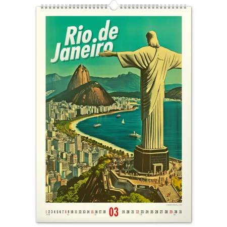 NOTIQUE Nástěnný kalendář Vintage plakáty – světová města 2026, 33 x 46 cm