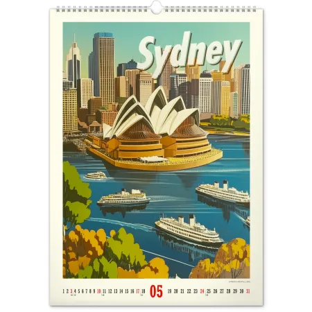 NOTIQUE Nástěnný kalendář Vintage plakáty – světová města 2026, 33 x 46 cm