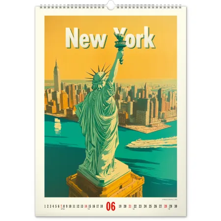 NOTIQUE Nástěnný kalendář Vintage plakáty – světová města 2026, 33 x 46 cm