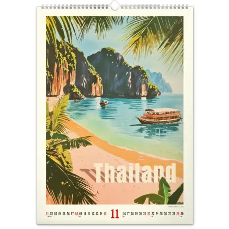 NOTIQUE Nástěnný kalendář Vintage plakáty – tropické ráje 2026, 33 x 46 cm