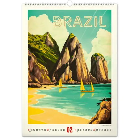NOTIQUE Nástěnný kalendář Vintage plakáty – tropické ráje 2026, 33 x 46 cm