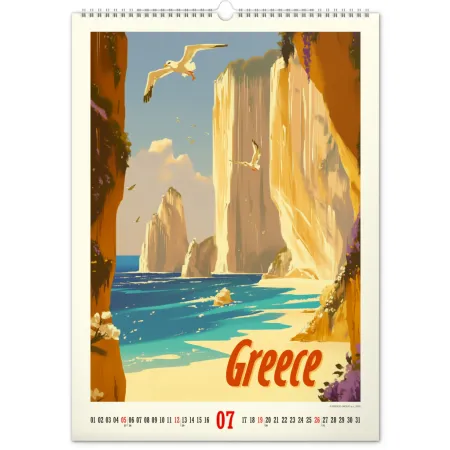 NOTIQUE Nástěnný kalendář Vintage plakáty – tropické ráje 2026, 33 x 46 cm