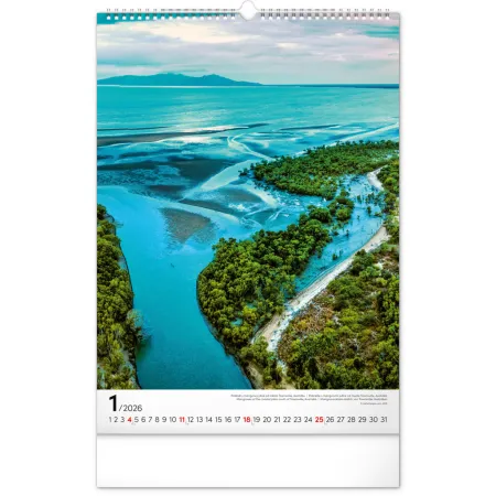 NOTIQUE Nástěnný kalendář Voda 2026, 33 x 46 cm