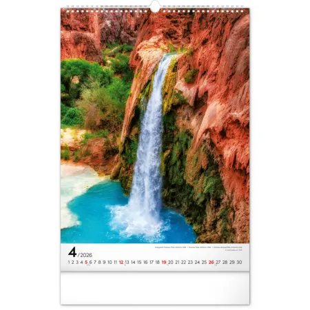 NOTIQUE Nástěnný kalendář Voda 2026, 33 x 46 cm