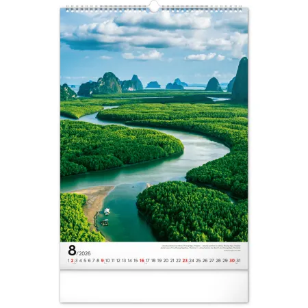 NOTIQUE Nástěnný kalendář Voda 2026, 33 x 46 cm