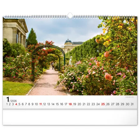 NOTIQUE Nástěnný kalendář Zahrady 2026, 48 x 33 cm