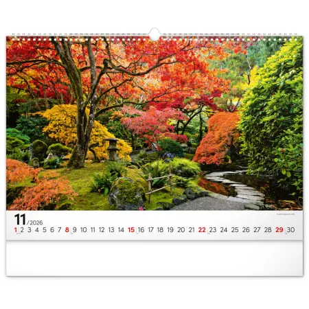 NOTIQUE Nástěnný kalendář Zahrady 2026, 48 x 33 cm