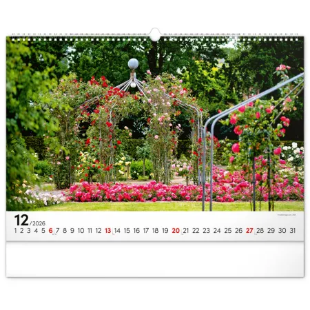 NOTIQUE Nástěnný kalendář Zahrady 2026, 48 x 33 cm