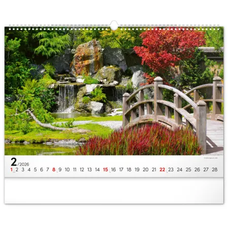 NOTIQUE Nástěnný kalendář Zahrady 2026, 48 x 33 cm