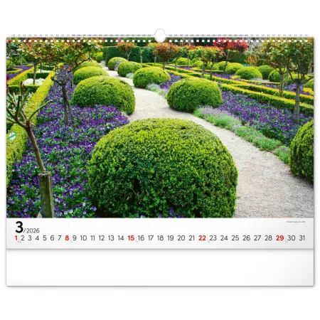 NOTIQUE Nástěnný kalendář Zahrady 2026, 48 x 33 cm