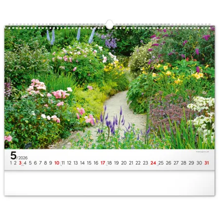 NOTIQUE Nástěnný kalendář Zahrady 2026, 48 x 33 cm