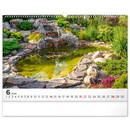 NOTIQUE Nástěnný kalendář Zahrady 2026, 48 x 33 cm