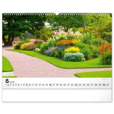 NOTIQUE Nástěnný kalendář Zahrady 2026, 48 x 33 cm