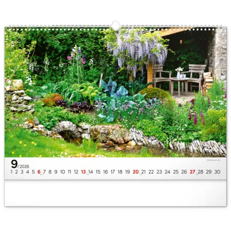 NOTIQUE Nástěnný kalendář Zahrady 2026, 48 x 33 cm