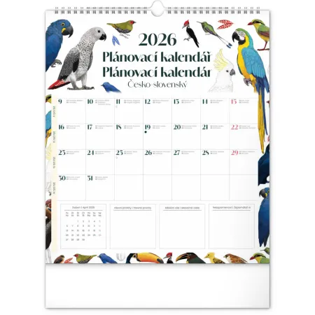 NOTIQUE Nástěnný plánovací kalendář Animalium 2026, 30 x 34 cm