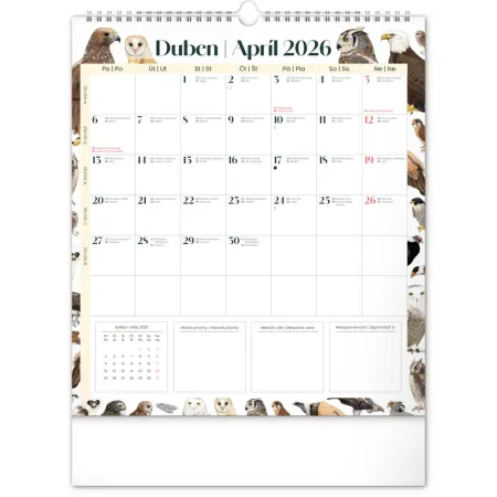 NOTIQUE Nástěnný plánovací kalendář Animalium 2026, 30 x 34 cm