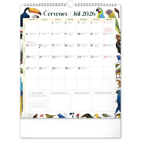 NOTIQUE Nástěnný plánovací kalendář Animalium 2026, 30 x 34 cm