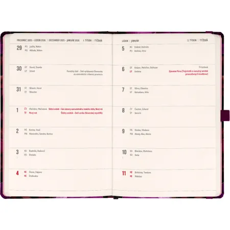 NOTIQUE Planbook diář/notes Fialové květy 2026, 13 x 21 cm