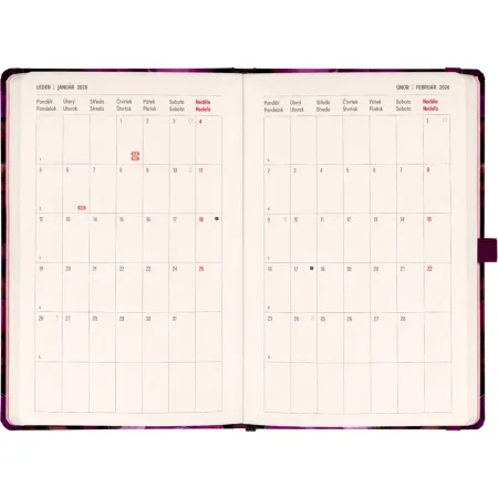 NOTIQUE Planbook diář/notes Fialové květy 2026, 13 x 21 cm
