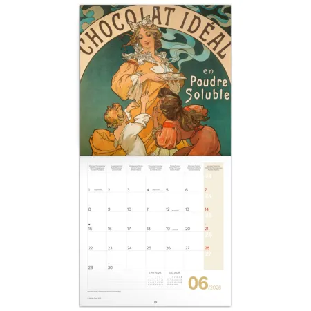 NOTIQUE Poznámkový kalendář Alfons Mucha 2026, 30 x 30 cm