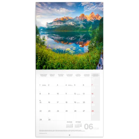 NOTIQUE Poznámkový kalendář Alpy 2026, 30 x 30 cm