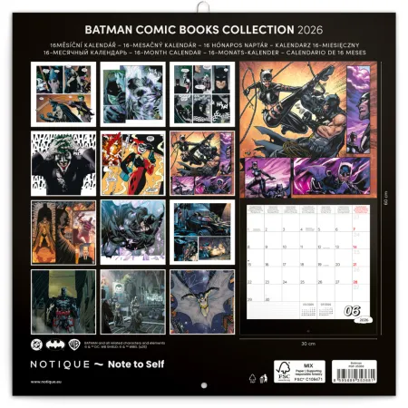 NOTIQUE Poznámkový kalendář Batman Comics 2026, 30 x 30 cm