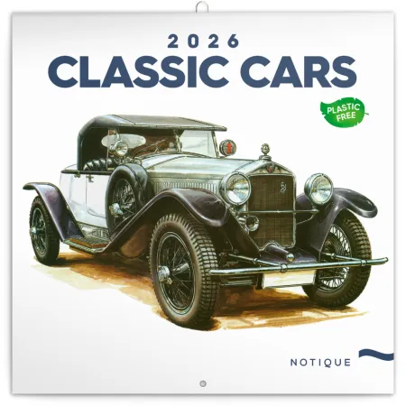 NOTIQUE Poznámkový kalendář Classic Cars – Václav Zapadlík, 2026, 30 x 30 cm