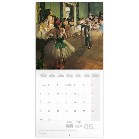 NOTIQUE Poznámkový kalendář Edgar Degas 2026, 30 x 30 cm
