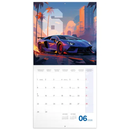 NOTIQUE Poznámkový kalendář Fantastická auta 2026, 30 x 30 cm