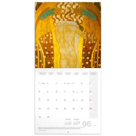 NOTIQUE Poznámkový kalendář Gustav Klimt 2026, 30 x 30 cm
