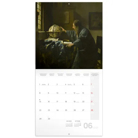 NOTIQUE Poznámkový kalendář Johannes Vermeer 2026, 30 x 30 cm